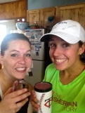 This is Tara. We celebrated our 14 miles with smoothies! She got up at 5 am a week after graduating to bike with me while I ran!