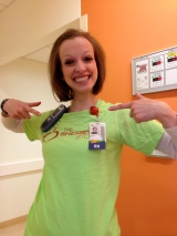 This is Katie. She had to work during the race so she rocked her shirt while she took care of kiddos